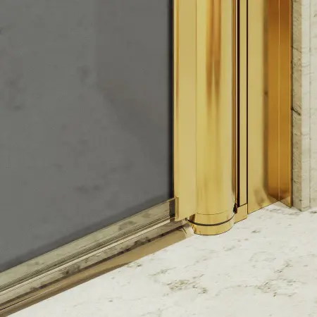 Душевая дверь на монопетле MaybahGlass, золотой профиль, стекло серое матовое
