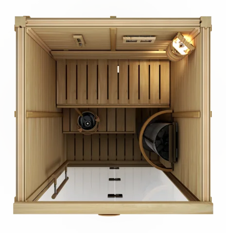 Сборная сауна Sawo 1414RS-CD-G, 1400 х 1400 мм, канадский кедр, стеклянный фасад