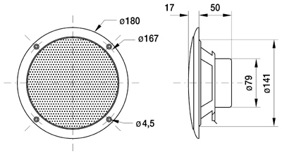 Акустическая колонка для сауны и хамама Harvia Visaton FR16WP, черный, 80 W, SACK08016-2136, 18 см