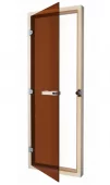 Дверь для сауны Sawo 730-4SGA, 690мм х 1890мм, с порогом, стекло бронза, коробка осина