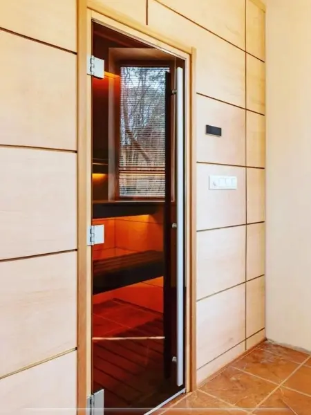 Дверь DoorWood Престиж бронза для бани, 700 х 1900 мм, с порогом, коробка ольха