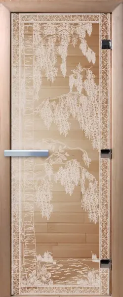 Дверь для сауны DoorWood Березка, 700мм х 1900мм, без порога, прозрачное, коробка ольха