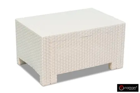 Белый комплект пластиковой мебели (столик, диван и 2 кресла) Rattan Nеbraska на 2 персоны с зелеными подушками