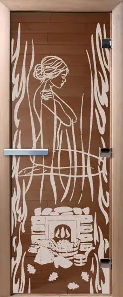 Дверь для сауны DoorWood Волшебный пар, 700мм х 1900мм, без порога, бронза, коробка ольха