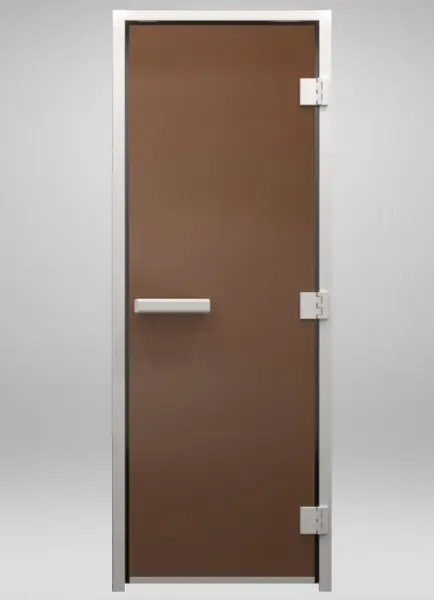 Стеклянная дверь DoorWood бронза матовая для хамама, размер 710 х 1900 мм, без порога,с коробкой