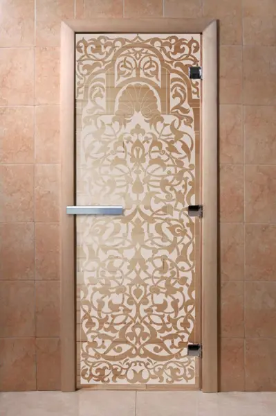 Дверь для сауны DoorWood Флоренция, 700мм х 1900мм, без порога, прозрачная, коробка ольха