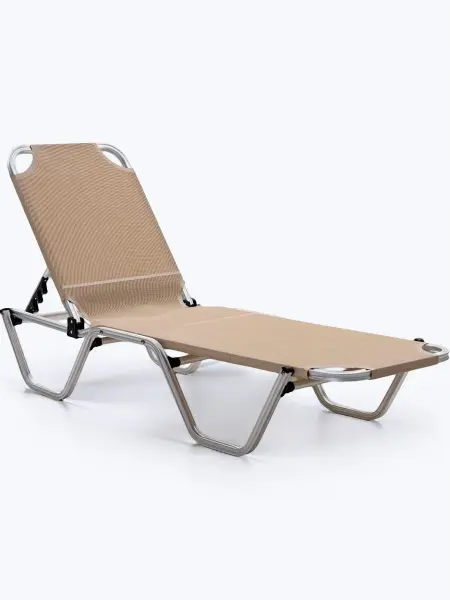 Уличный шезлонг складной алюминиевый Biotza Dias, beige бежевый, 196 х 62 x 33 см. 