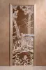 Дверь для сауны DoorWood Мишки, 800мм х 1900мм, без порога, бронза, коробка ольха