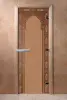 Дверь для сауны DoorWood Восточная Арка, 700 х 1900 мм, без порога, бронза матовая, коробка ольха