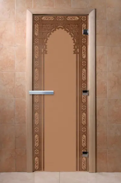 Дверь для сауны DoorWood Восточная Арка, 700 х 1900 мм, без порога, бронза матовая, коробка ольха
