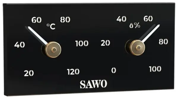 Термогигрометр для сауны и бани Sawo 295-THMBL, Black Metal черный