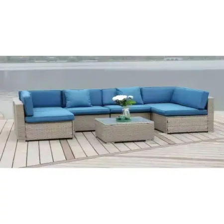 Диван плетеный модульный Afina Garden YR822C Grey/Blue