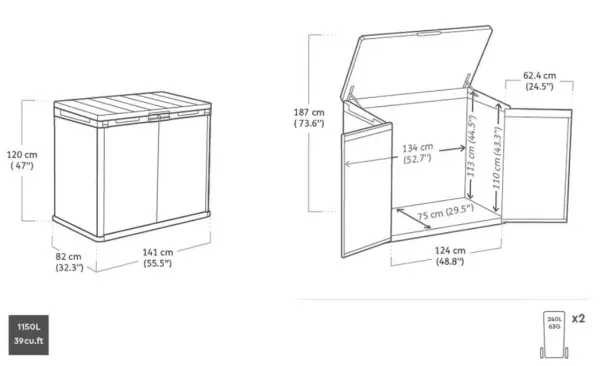Пластиковый шкаф для улицы Keter Darwin, 1150L