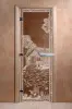 Дверь для бани DoorWood Банька в лесу, 800 х 1800мм, без порога, бронза, коробка ольха