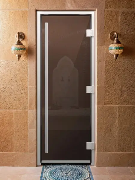 Дверь для турецкой парной DoorWood Prestige 700мм х 1900мм, без порога, стекло бронза