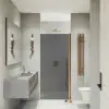 Душевая дверь на монопетле MaybahGlass, бронзовый профиль, стекло серое