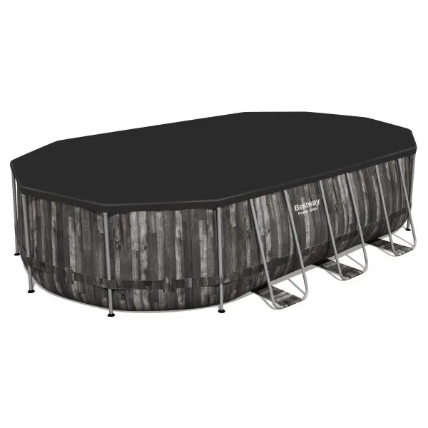 Каркасный бассейн Bestway Wood Style 610х366х122см, фильтр-насос, тент и лестница в комплекте, 5611R