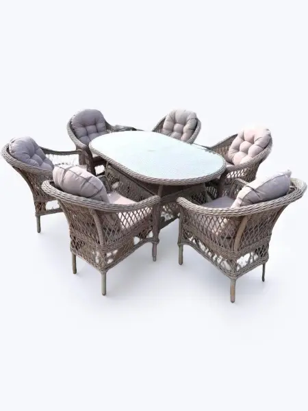 Комплект садовой мебели из искусственного ротанга T217/LV-217 Beige (6+1) с подушками в комплекте