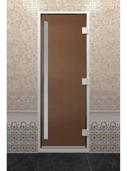 Дверь для турецкой парной DoorWood Prestige 800мм х 2000мм, стекло бронза матовая