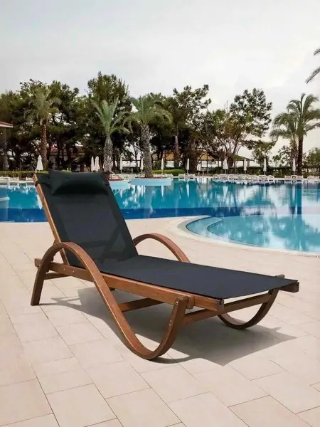 Шезлонг-лежак "Malta" AFM-511A Black 201х82x77 см. 