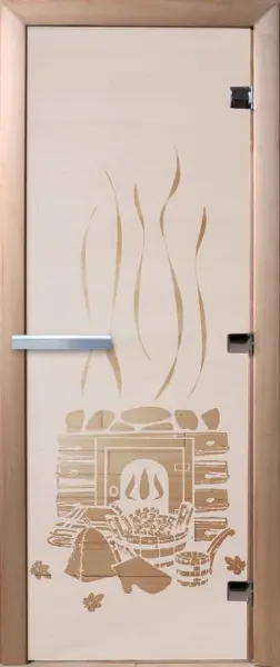 Дверь для сауны DoorWood Банька, 900мм х 2000мм, без порога, сатин, коробка ольха