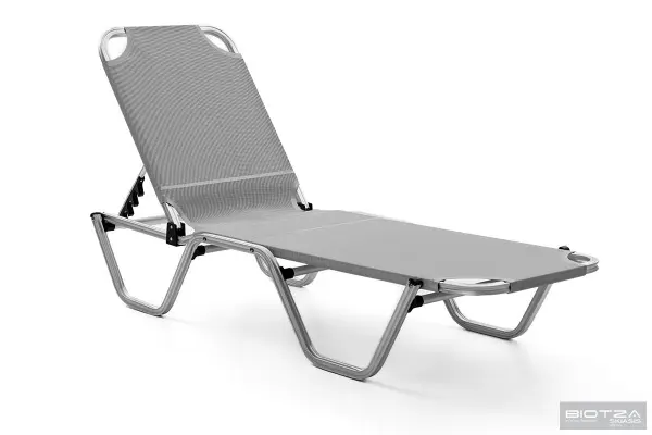 Уличный шезлонг складной алюминиевый Biotza Dias, gray серый, 196 х 62 x 33 см. 