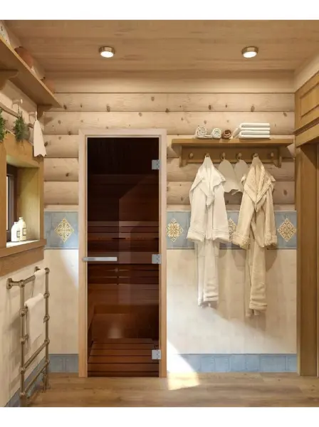 Дверь DoorWood бронза Эталон Лайт  для бани, 700 х 1900 мм, без порога, полотно стекло, коробка осина