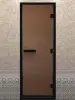 Дверь для турецкой парной DoorWood 700мм х 1900мм, черный профиль, стекло бронза матовая