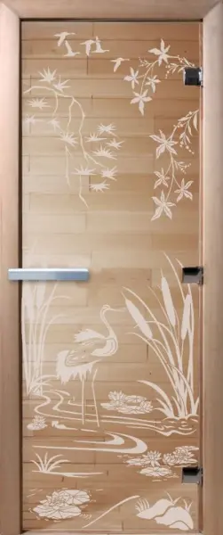 Дверь для сауны DoorWood Камышовый рай, 700мм х 1900мм, без порога, прозрачная, коробка ольха