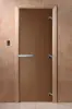 Дверь для сауны DoorWood, 800мм х 1800мм, без порога, бронза матовая, коробка ольха