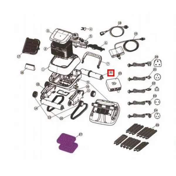 Сборная цилиндрическая трубка редуктора для робота-пылесоcа Aquaviva 7310 Black Pearl (71090)