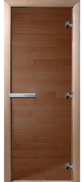 Стеклянная дверь для бани DoorWood, 700 х 1900 мм, без порога, бронза прозрачная, коробка ольха