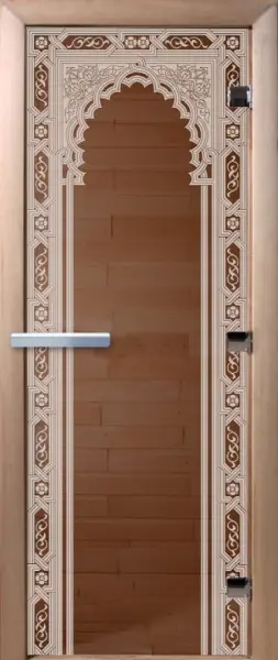 Дверь для сауны DoorWood Восточная Арка, 600мм х 1800мм, без порога, бронза, коробка ольха