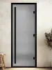 Дверь для турецкой парной DoorWood Prestige 700мм х 1900мм, черный профиль, стекло сатин