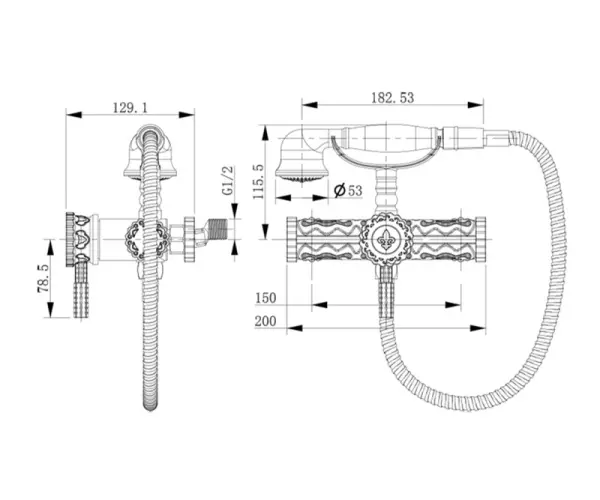 Комплект для душа из латуни Windsor, цвет бронза, 10126