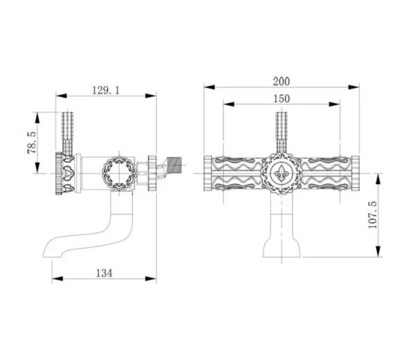 Смеситель латунный для хамама, Windsor&Royal 10125, цвет бронза