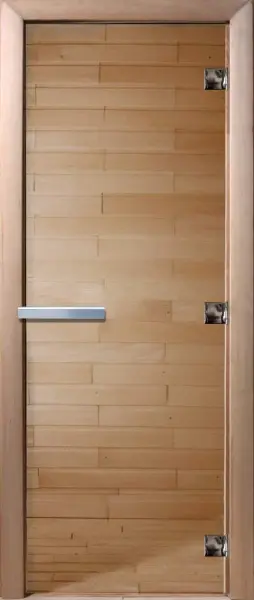 Дверь для сауны DoorWood, 800мм х 1900мм, без порога, прозрачная, коробка ольха