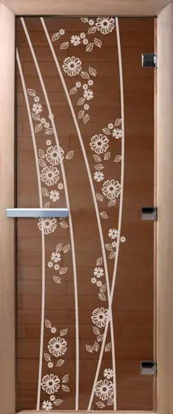 Дверь для сауны DoorWood Весна цветы, 600мм х 1800мм, без порога, бронза, коробка ольха