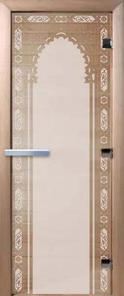 Дверь для сауны DoorWood Восточная Арка, 800мм х 2000мм, без порога, сатин, коробка ольха