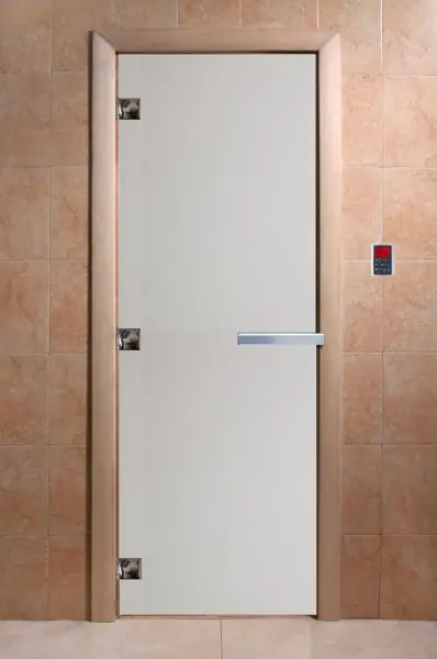Дверь для сауны DoorWood, 900мм х 2100мм, без порога, сатин, коробка ольха