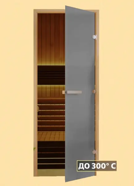 Дверь для сауны DoorWood Графит матовый, 700 х 1900 мм, без порога, стекло серое матовое, коробка ольха