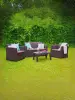 Комплект пластиковой мебели под ротанг для активного отдыха дома B:Rattan Arizona 4 Set, коричневый - 2х местный диван, столик и 2 кресла