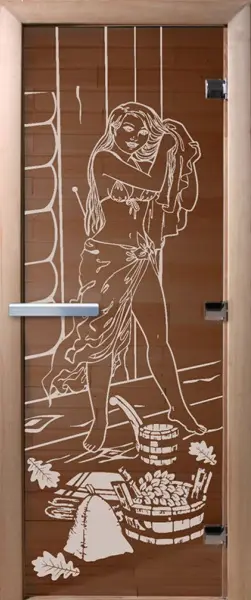 Дверь для сауны DoorWood Дженифер-2, 600мм х 1800мм, без порога, бронза, коробка ольха