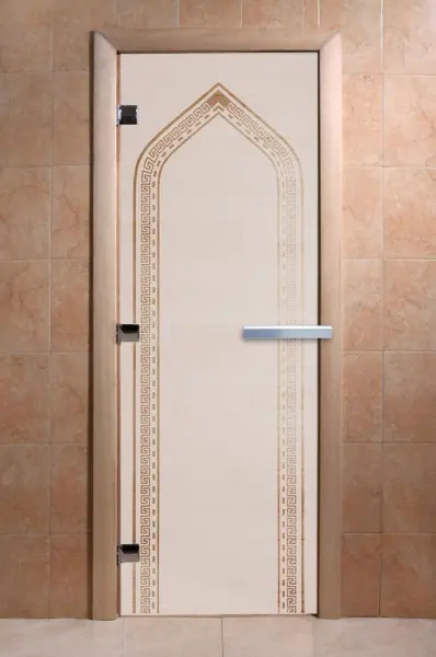 Дверь для сауны DoorWood Арка, 600мм х 1800мм, без порога, сатин, коробка ольха