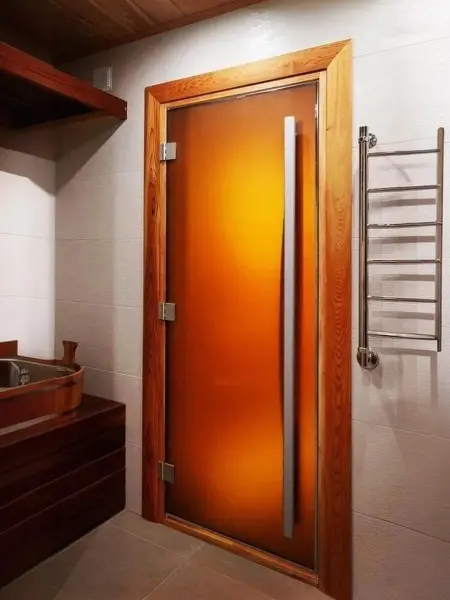 Дверь для сауны DoorWood Престиж, 800мм х 1900мм, с порогом, бронза матовая, коробка ольха