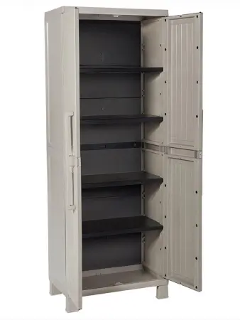Пластиковый шкаф для улицы Toomax Wood Midi (4 полки), серый