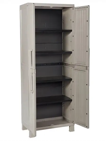 Пластиковый шкаф для улицы Toomax Wood Midi (4 полки), серый