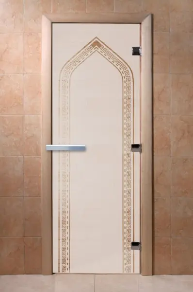 Дверь для сауны DoorWood Арка, 700мм х 2000мм, без порога, сатин, коробка ольха
