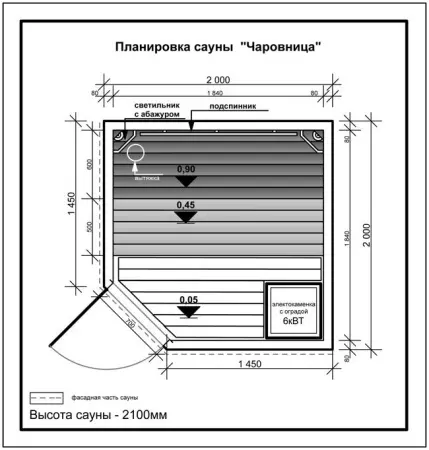 Сауна ИТС Чаровница, 2000x2000x2100 мм, липа, 73013