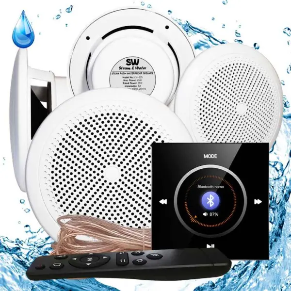 Акустическая система для сауны и хамама S&W Noise Round 4, Black/White, IP-68